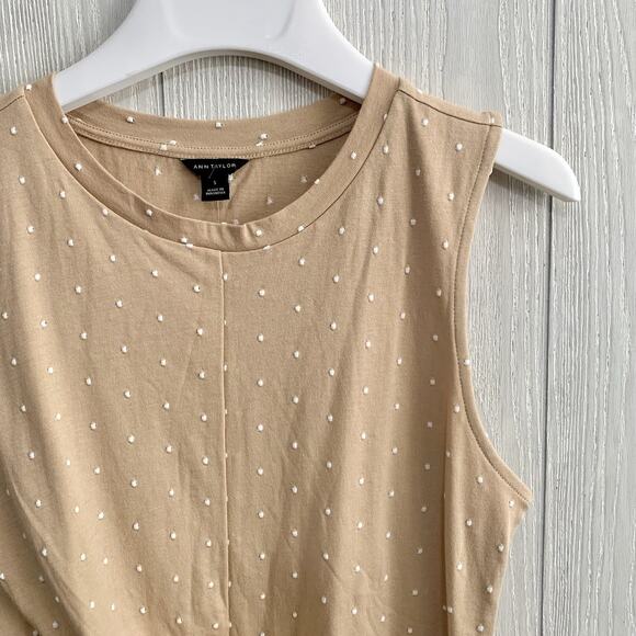 Ann Taylor Tan Polka Dot Sleeveless Top Small NWT - Picture 3 of 5